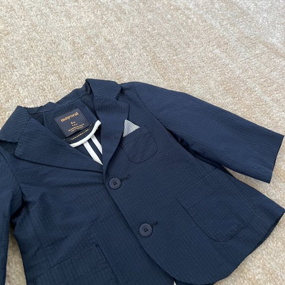 3 for $6 Mayoral Seersucker Blazer Jacket 6m Baby - Picture 3 of 7